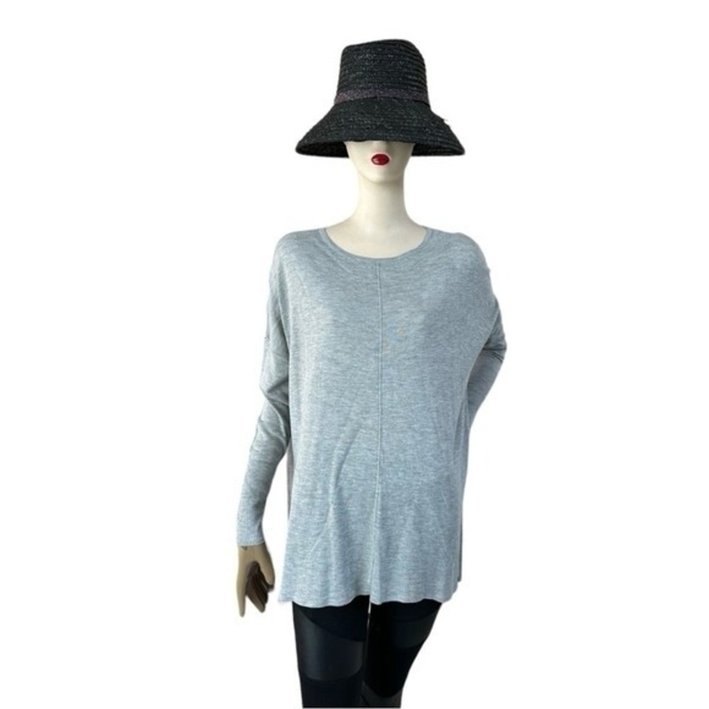 H&M Women's Light Grey Pullover Sweater Size M Crew Neck Drop Shoulder Casual VG - Picture 5 of 10